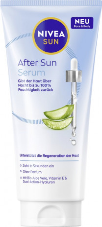 NIVEA SUN After Sun Serum, 100 ml, Нивеа Сыворотка после загара, Bio алоэ вера, витамин E и двойной гиалурон, восстановление за ночь, 100 мл