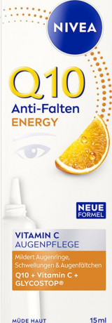 NIVEA Q10 Anti-Falten Energy Vitamin C Augenpflege, 15 ml, Нивеа крем для глаз гиалуроновая кислота, витамин E, витамин C против морщин 15 мл