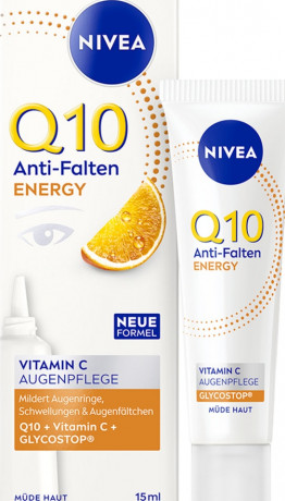 NIVEA Q10 Anti-Falten Energy Vitamin C Augenpflege, 15 ml, Нивеа крем для глаз гиалуроновая кислота, витамин E, витамин C против морщин 15 мл