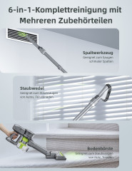 Kalado Kalado Akku-Stielstaubsauger KCV01 26KPa 6-in-1 Multifunktionaler Handstaubsauger, 250,00 W, Herausnehmbarer Akku, LED-Display, Tierhaare  Беспроводной стержневой пылесос Kalado KCV01 26 кПа Многофункциональный ручной пылесос 6-в-1, 250,00 Вт, съем