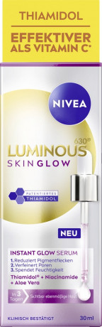 NIVEA Luminous630 Skin Glow Instant Glow, 30 ml, Нивеа Сыворотка для лица, Luminous630 и ниацинамид, мгновенное сияние, против пигментных пятен, 30 мл