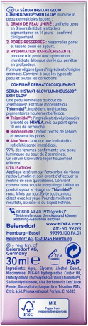 NIVEA Luminous630 Skin Glow Instant Glow, 30 ml, Нивеа Сыворотка для лица, Luminous630 и ниацинамид, мгновенное сияние, против пигментных пятен, 30 мл