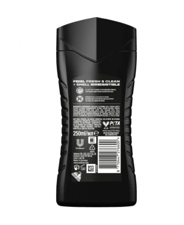 AXE 3-in-1 Duschgel & Shampoo Black 250ml, Гель для душа и шампунь 3-в-1 250мл