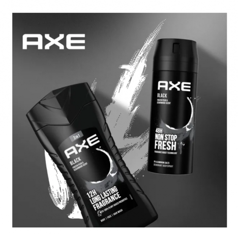 AXE 3-in-1 Duschgel & Shampoo Black 250ml, Гель для душа и шампунь 3-в-1 250мл