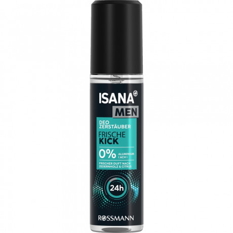 ISANA MEN Deo Zerstauber Frische Kick 75ml, Изана Мужской дезодорант-распылитель, заряд свежести, 24ч защита, без газа, 75 мл