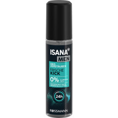 ISANA MEN Deo Zerstauber Frische Kick 75ml, Изана Мужской дезодорант-распылитель, заряд свежести, 24ч защита, без газа, 75 мл