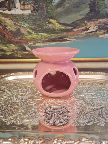 Керамическая ароматическая лампа винтажная, розовая, 10,5 x 10 см, Германия, 1960-70гг.