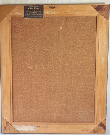 Картина винтажная K.Ferd.Heckel "Девушка и учительница игры на фортепиано", в деревянной раме, 67 x 55 см, Германия, 1960-1970гг.