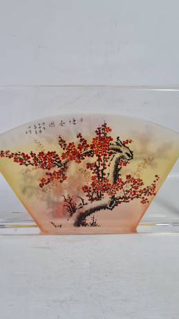 Декоративная 3Д картина в стекле "Дерево. Китай", 18,5 x 3 x 11,5 см, Германия, 1960-70гг.