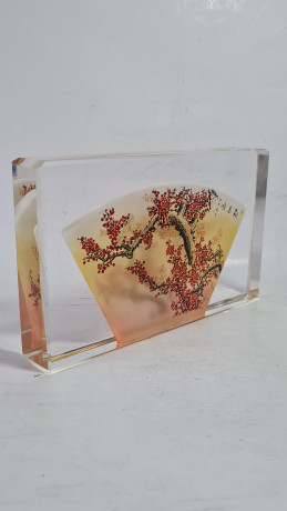 Декоративная 3Д картина в стекле "Дерево. Китай", 18,5 x 3 x 11,5 см, Германия, 1960-70гг.