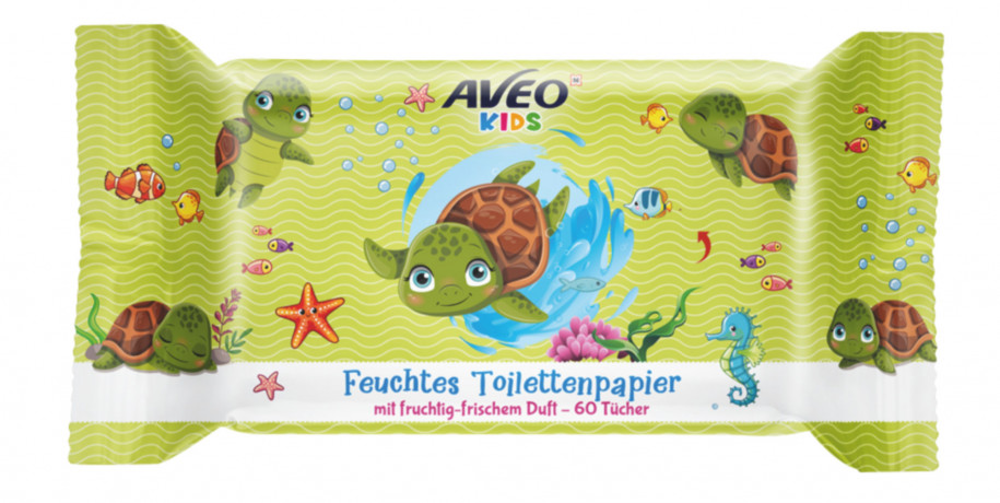 AVEO Kids Feuchtes Toilettenpapier 120 Stk., Детская влажная туалетная бумага Kids с алоэ вера, 120 шт.
