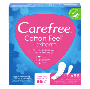 Carefree Slipeinlage Cotton Feel Flexiform ohne Duft 56 St, Карефри Ежедневные прокладки с хлопком Флексиформ 56шт, 5 упаковок (280 шт)