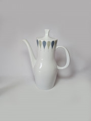 Thomas Чайный фарфоровый набор &quot;Листья&quot; в зелено-синих тонах: чайник, молочник, сахарница, Германия, 1960-70гг.