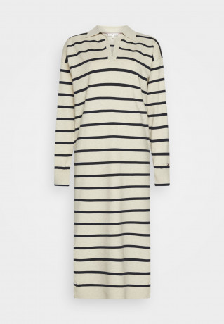 Tommy Hilfiger SOFT POLO MIDI DRESS Jumper dress heathered oatmilk/desert sky ПЛАТЬЕ SOFT POLO MIDI Платье-джемпер овсяное молоко с вересковым оттенком / небо пустыни