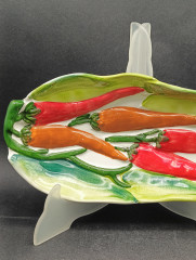 Тарелка сервировочная винтажная &quot;Перчики&quot;, керамика, 24.5 х 12 см, Италия, 1960-70гг.