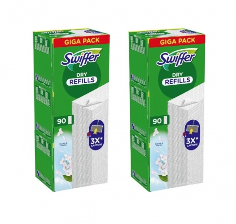 Swiffer dry refills aroma Clean and Fresh, 90st x 2packs, Сменные салфетки для швабры для сухой уборки полов с ароматом чистоты и свежести  90шт х 2 упаковки