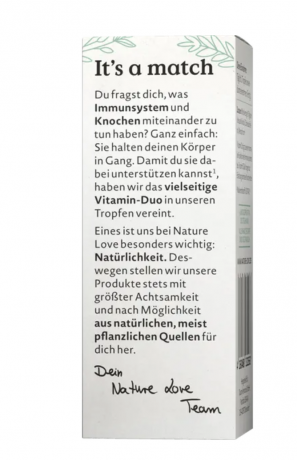 Nature Love Vitamin D3 & K2 Tropfen 30ml, Витамин D32 5 мкг + Витамин K2 20 мкг на суточную дозу (1 капля), 30 мл