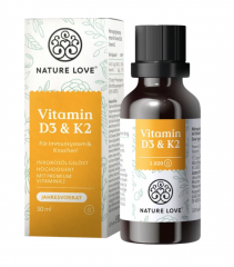 Nature Love Vitamin D3 &amp; K2 Tropfen 30ml, Витамин D32 5 мкг + Витамин K2 20 мкг на суточную дозу (1 капля), 30 мл
