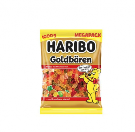 Haribo Goldbaren 1kg x 5st, Жевательный мармелад, пакет, фруктовый мармелад мишки ассорти, мягкая текстура, без искусственных, Набор 1кг x 5шт 