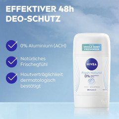 NIVEA Fresh Natural Deodorant Stick, 50 ml, Нивеа Дезодорант стик, 0% алюминия, формула INFINIFRESH, 48ч защита, натуральная свежесть, 50 мл