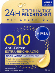 NIVEA Q10 Anti-Falten Extra-Reichhaltige Nachtpflege, 50 ml, Нивеа ночной крем пантенол, витамин E, коэнзим Q10 против морщин 50 мл