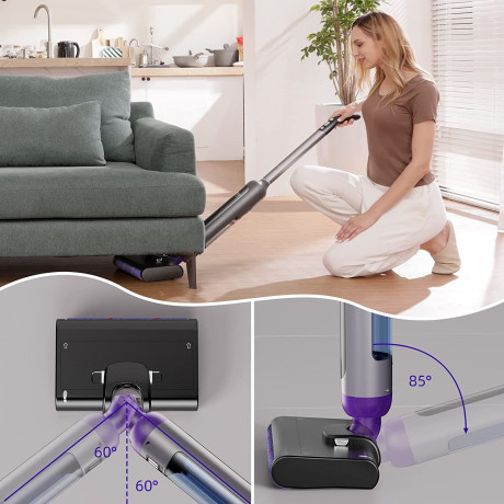 Diyarts Diyarts Akku-Saugwischer, Wischmopp mit Dual-Tank-Design und Selbstreinigungsfunktion, 70 Min Leichter Bodenreiniger kabellos mit LED Anzeige fur Hartboden  Беспроводная вакуумная швабра Diyarts, швабра с двойным баком и функцией самоочистки, легк