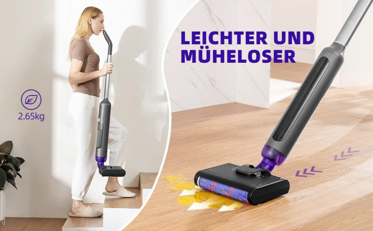 Diyarts Diyarts Akku-Saugwischer, Wischmopp mit Dual-Tank-Design und Selbstreinigungsfunktion, 70 Min Leichter Bodenreiniger kabellos mit LED Anzeige fur Hartboden  Беспроводная вакуумная швабра Diyarts, швабра с двойным баком и функцией самоочистки, легк