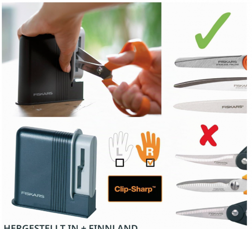 Fiskars Scherenscharfer, Für Rechtshanderscheren, Keramik-Schleifkopfe, Точилка для ножниц с керамическими роликами ручная, для правшей, компактная, восстановление остроты лезвий