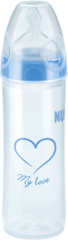 Nuk New &quot;My Love&quot; Blau, Gr.2M,Силиконовая Бутылочка для Кормления с  Синей Крышкой	, 250ml, 1 шт