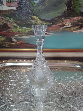 Подсвечник винтажный Anna Hutte с изображением колокольчика, хрусталь, 16 x 8,5 см, Германия, 1960-70гг.