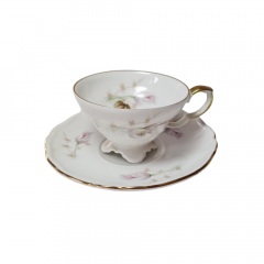 Edelstein Bavaria Винтажная чайная пара из фарфора класса премиум &quot;Бутоны&quot; с позолоченной ручкой, Германия, 1960-70гг.