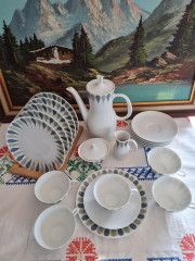 Thomas Чайный фарфоровый набор &quot;Листья&quot; в зелено-синих тонах, Германия, 1960-70гг.