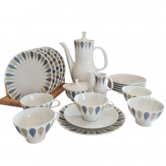 Thomas Чайный фарфоровый набор &quot;Листья&quot; в зелено-синих тонах, Германия, 1960-70гг.