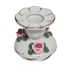 Подсвечник винтажный Dresden с розами, фарфор, 6.5 см, Германия, 1960-70гг.