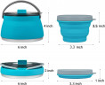 KINOMI KINOMI Wasserkessel Silikon-Faltkessel-Set tragbar Faltkessel Silikonschale Faltbecher, Edelstahl (Outdoor-Kochgeschirr, Ultraleicht), Campingkessel Reisekessel Blau Чайник KINOMI Силиконовый складной набор чайников Портативный складной чайник Сили