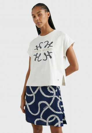 Tommy Hilfiger ROPE LOGO RELAXED FIT Print T-shirt weathered white ROPE LOGO RELAXED FIT Футболка с принтом выветрившийся белый