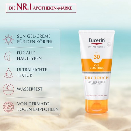 Eucerin Sun Gel-Creme Oil Control Body LSF 30  Солнцезащитный гель-крем против жирного блеска для тела SPF 30