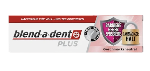 blend-a-dent Haftcreme Plus Barriere gegen Speisereste geschmacksneutral, 40 g x 3stk, Крем-клей для фиксации зубных протезов Plus Барьер против остатков пищи, без вкусовых добавок, 40 г х 3 штуки