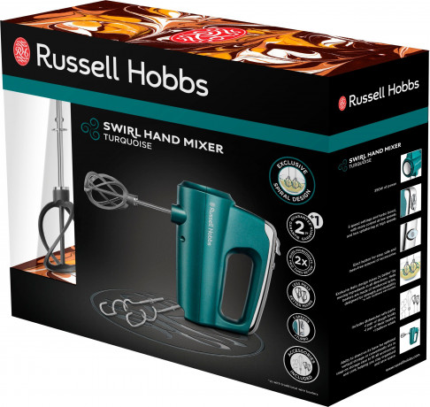 RUSSELL HOBBS RUSSELL HOBBS Handmixer SWIRL, 350 W, Turkis  Ручной смеситель RUSSELL HOBBS SWIRL, 350 Вт, бирюзовый