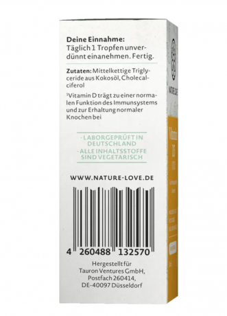 Nature Love Vitamin D3 Tropfen Витамин D3 в каплях, 30мл