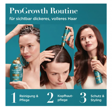 OGX ProGrowth + Peptide shampoo, 385ml, Шампунь для роста и укрепления волос ProGrowth + Peptide против выпадения и ломкости, пептиды и миндальная кислота, для тонких и ослабленных волос, 385мл