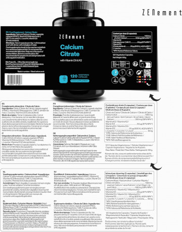 Zenement Calcium Citrate with Vitamin D3 and K2 120st, Кальцийцитрат D3 K2 (Испания), кальций в лучшей форме усвоения, 120шт