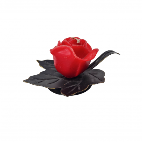 Свеча в виде алой розы на подставке, 14 x 6 см, Германия, 1960-70гг.