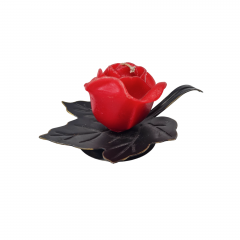 Свеча в виде алой розы на подставке, 14 x 6 см, Германия, 1960-70гг.