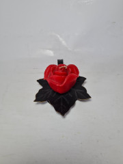 Свеча в виде алой розы на подставке, 14 x 6 см, Германия, 1960-70гг.