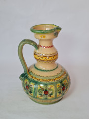 Ваза-кувшин винтажная Iapaz D.F. P.Artobispo, керамика с цветочным декором, ручная роспись, 24 x 17 см, 1960-70гг.