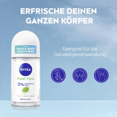 NIVEA Fresh Pure Deodorant Roll-On, 50 ml, Нивеа Дезодорант ролик, аромат жасмина, 0% алюминия, формула INFINIFRESH, 48ч защита, 50 мл
