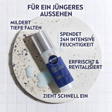 NIVEA MEN Anti-Age Hyaluron Hydro Gesichtsgel, 50 ml, Нивеа Мужской гель для лица anti-age, гиалурон и ретинол, увлажнение и разглаживание морщин, 50 мл