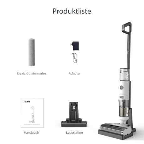 JONR JONR Nass-Trocken-Akkusauger ED12, 200,00 W, Ultraleicht, 30-Minuten, Intelligente Nass-Trocken-Technologie und automatische Reinigungsfunktion, verbessertes Kantenreinigungsdesign, geeignet fur Harte Boden  Беспроводной пылесос JONR для влажной и су