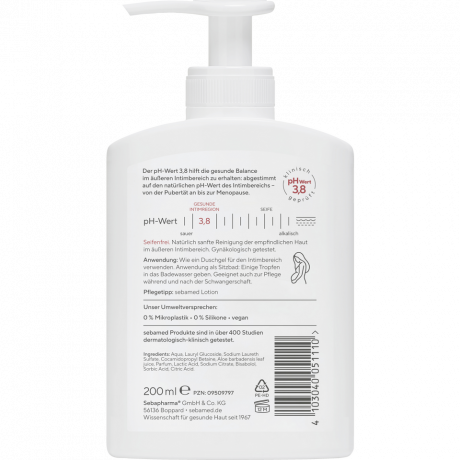 SEBAMED Seifenfreies Intim Waschgel, 200 ml, Себамед Гель для интимной гигиены, pH 3.8, молочная кислота, 200 мл